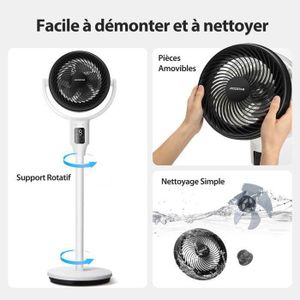 Ventilateur Silencieux LeaderPro 3D Oscillant 34cm - Moteur DC 13 Vitesses - Télécommande - Blanc