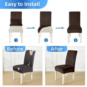 Housse De Chaise 6 Pièces élégante Style Simple Housse De Chaise Elastique En Polyester Accessoires De Meubles Pour Maison Hotel Noir 95045258