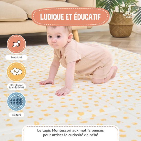 Tapis De Jeu Bébé 180x100 Cm Épaissi - Pliable Réversible Antidérapant Imperméable - Éveil Enfant
