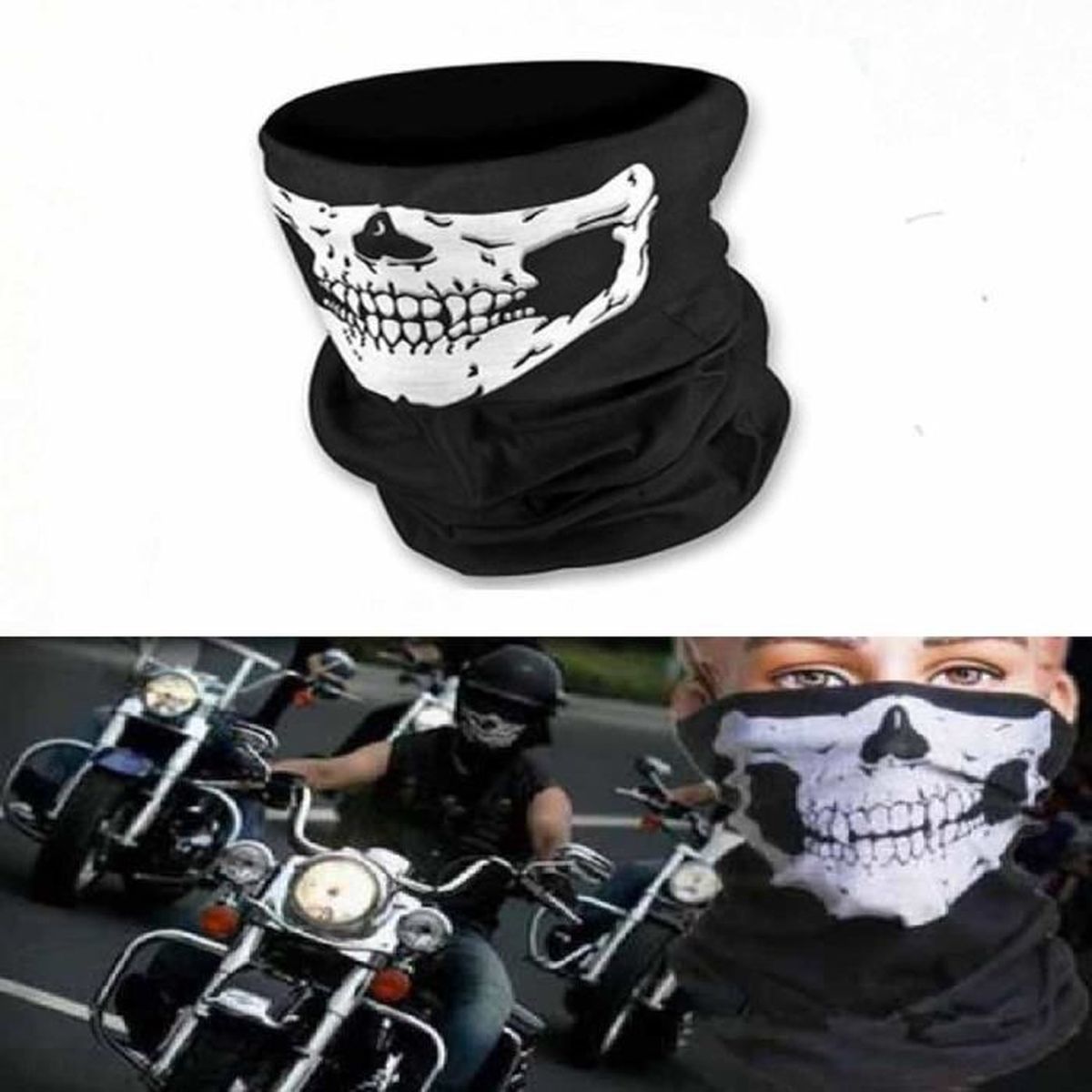 Bandana Noir Awumbuk Foulard Multifonction, Cagoule De Moto Pour