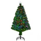 HOMCOM Sapin de Noël Artificiel Lumineux 120H cm Fibre Optique LED Multicolore + Support Pied 130 Branches étoile Sommet