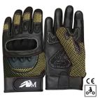 ADM. Gants Femme Moto Scooter iTouch Homologués CE En Cuir + Logo Motard Gants Souples Tactiles & Respirants - Noir & Vert Kaki