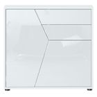 Vladon Buffet Benny, Commode avec 2 portes et 2 tiroirs, Blanc mat-Blanc haute brillance (79 x 74 x 36 cm)