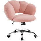 Yaheetech Chaise de Bureau Design Nuage en Tissu Bouclette avec Dossier Rebondi et Assise Réglable en Hauteur, Rose