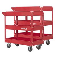 AREBOS Chariot Servante d’Atelier | 2 pièces | Chariot à Outil | 3 Compartiments | Capacité de Charge Jusqu’à 100 kg | Rouge |