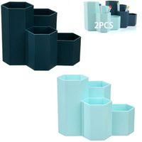 2 PCS Porte-Stylo Hexagonal en Plastique,Organisateur de Stylo,Multifonction Papeterie Porte-Styl,Boîte à Stylos pour Fournitures de