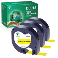 3x GREENSKY Compatible pour Dymo LetraTag Ruban Plastique 91202, 12mm x 4 m,pour Dymo LetraTag LT-100H,  noir sur jaune