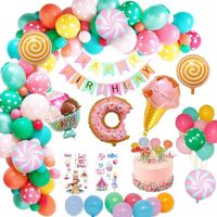 Decoration Anniversaire Enfant Fille,MMTX 70 Pcs Kit anniversaire fille avec bannière Happy Bithday Decoration,glacée Bonbons Ballon