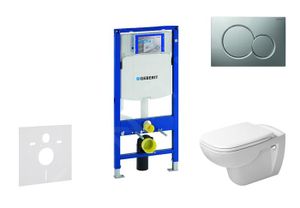 WC - TOILETTES Geberit Duofix Ensemble bâti-support, cuvette de toilette et siège D-Code, Rimless, SoftClose, plaque Sigma01, chrome mat