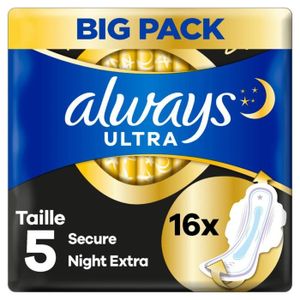 SERVIETTE HYGIÉNIQUE LOT DE 4 - ALWAYS - Ultra Secure Night Taille 5 - 