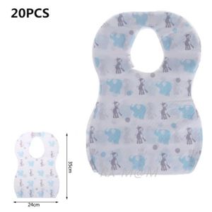 20pcs//lot stérile jetable Bavoirs Bébé Enfants Imperméable manger Bavoirs avec poche