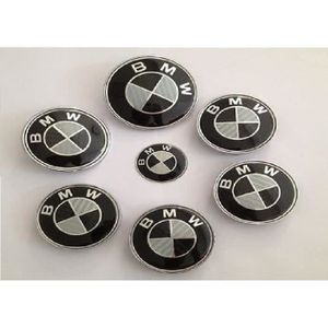 INSIGNE MARQUE AUTO KIT 7 Badge Embleme LOGO BMW Carbone - Capot82mm +