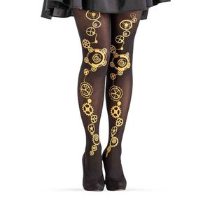ACCESSOIRE DÉGUISEMENT Collants Steampunk Femme - Noir avec motifs d'engr