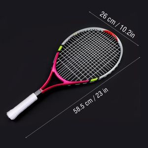 RAQUETTE DE TENNIS Dioche raquette de tennis pour enfants Raquette de tennis simple à cordes durables pour l'entraînement des enfants (rose rouge)