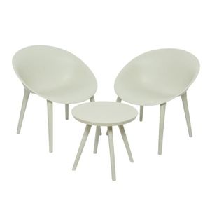 Ensemble table et chaise de jardin Salon de jardin en plastique Marbella blanc - Jardideco 50x50x45cm Blanc