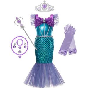 Lito Angels Deguisement Robe Petite Sirène Princesse Ariel Enfant Fille Anniversaire Fete Carnaval Costume Taille 3-10 ans Violet Vert 