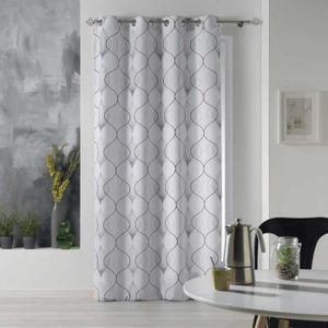 Rideaux A Oeillet Blanc Et Gris