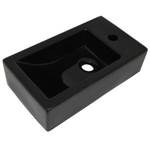 LAVABO - VASQUE Vasque avec trou de robinet Céramique Noir 46 x 25,5 x 12 cm 