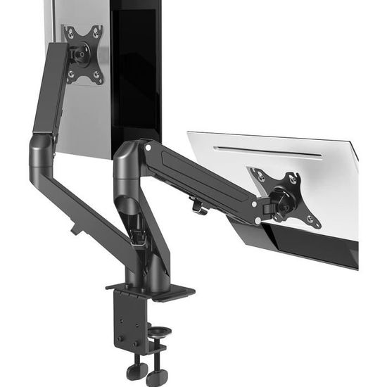 Support Double Écran à Gaz Ewent - Bras Pivotant 360°, Pour Écrans 13-32" (Max 6.5kg/écran), VESA 75-100mm, Gain De Place Bureau