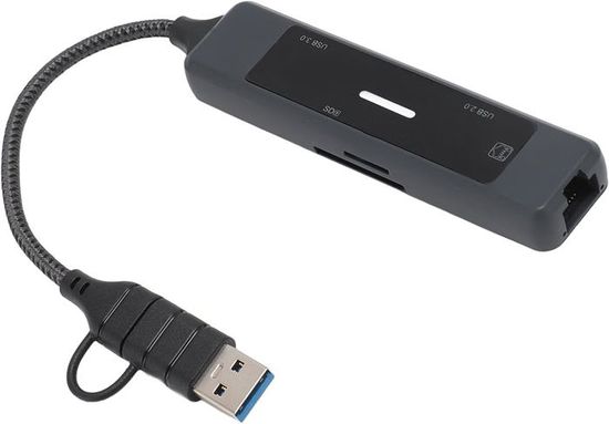 Adaptateur USB-C Vers Ethernet RJ45 - 10/100/1000 Mbps - Pour Ordinateur Portable, Tablette - Connexion Filaire Stable - 7