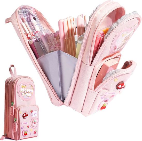 Trousse Scolaire Capibara Kawaii - 3 Compartiments, Grande Capacité, Sans Marque