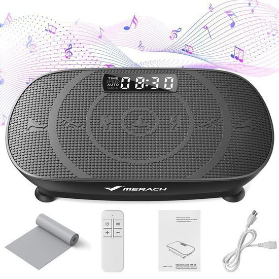 Plateforme Vibrante MERACH - Machine Vibrations Musculation, Brûle Graisse, Haut-parleur Bluetooth
