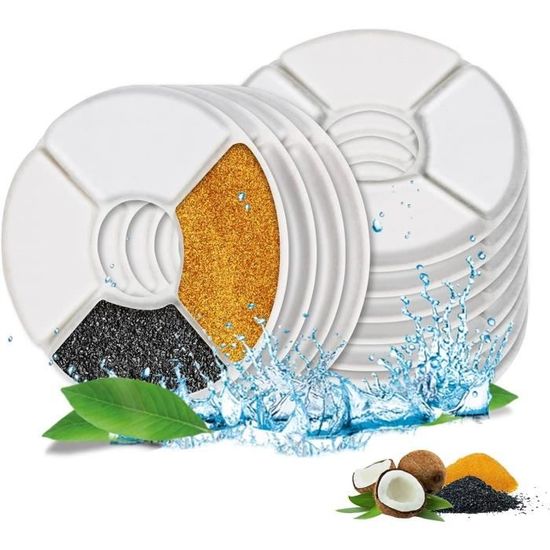 Filtres Pour Fontaine à Eau Chat WOONEKY - Lot De 6, Améliore Le Goût, Filtre Cheveux Et Impuretés