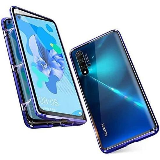 Adsorption Magnétique Coque Huawei Nova 5T-Honor 20, Protection à 360 degrés Avant et arrière coque adsorption magnetique