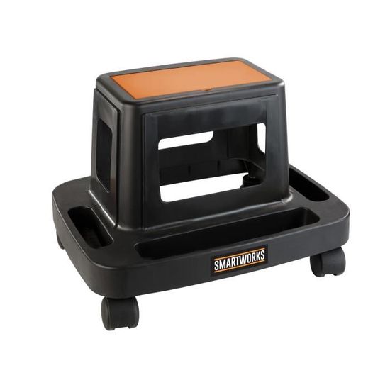 Tabouret Roulant De Mécanicien Avec Bac De Rangement – Capacité 113 Kg, Roulettes 360°, Rouge
