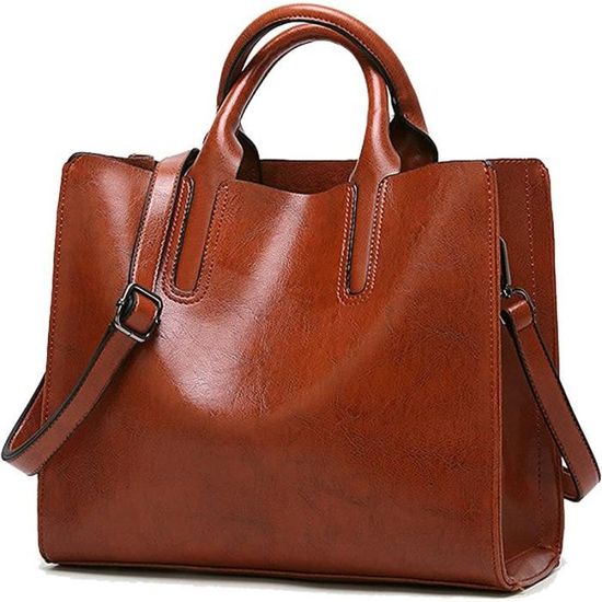 Grand Sac Fourre-tout Merona Femme - Blanc Et Marron - Doublure Noire, Poche Intérieure