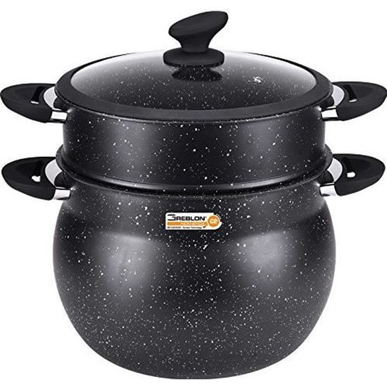 Couscoussier Klaus 9L Noir - Cuit-vapeur Tous Feux Dont Induction - Revêtement Anti-adhésif Greblon