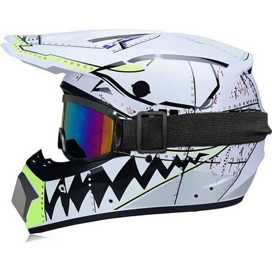 Casque Moto Intégral Certifié DOT/ECE – Pour Jeunes & Adultes – ABS Léger, Lunette Fumée Incluse – Idéal Motocross, VTT, Scooter