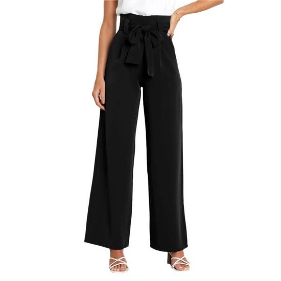 Pantalon Noir Large Femme ICI ET MAINTENANT Taille 42 – Style Droit, Fait En France