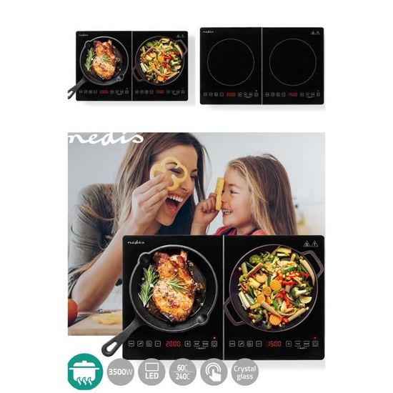 Plaque Induction Navaris 2 Feux 3500w Minuteur Sécurité Plaque Induction Navaris Double 3500W - 2 Feux 2000W 1500W - Vitrocéramique - Minuteur Sécurité Enfant Plaque Induction 2 Feux Portable