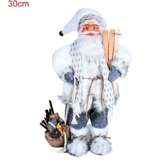 Poupée Père Noël Peluche Ornement Debout Père Noël Figurine pour Cadeau De Noël Magasin Décoration Arbre de Noël - 30cm