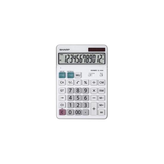 Calculatrice De Bureau OFFIDIX à 12 Chiffres - Double Alimentation (solaire + Pile AAA) - Grand écran, Touches Rondes - Blanc - 6