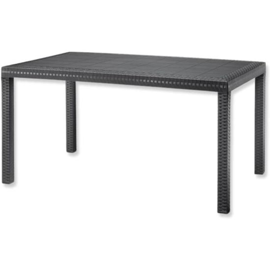 RATTATAN Table De Jardin Rectangulaire Oliver 158x78 Cm – Résine Renforcée Fibre De Verre Anthracite, Robuste Intérieur/Extérieur