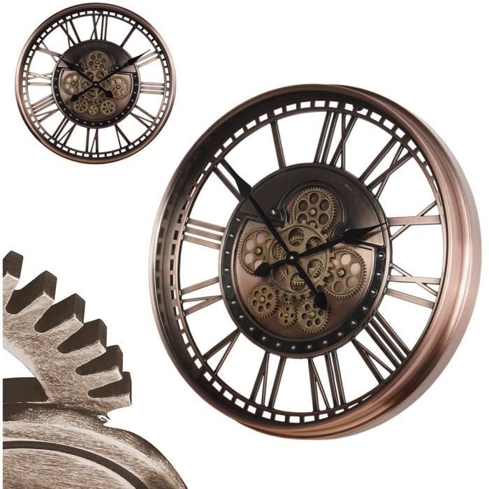 Horloge Murale Avec Engrenage Qui Tourne