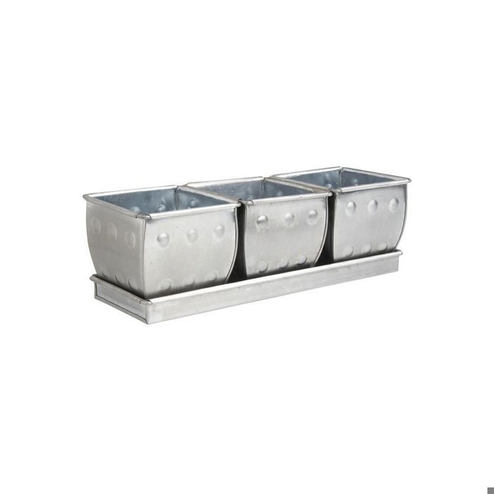Jardinière 3 pots en zinc brossé