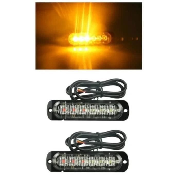 Lot de 2 Feux d'Encombrement a 6 LED Clignotant 24V Orange Pour Camion Remorque Tracteur Caravane
