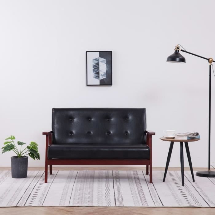 FUDANY��-Canapé à 2 places Noir Simili-cuir