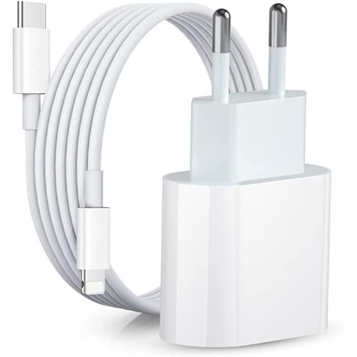 Chargeur Rapide pour iPhone - 20 W - avec câble de Charge USB C de 1 m - Chargeur Rapide - Adaptateur Secteur - Adaptateur [463]