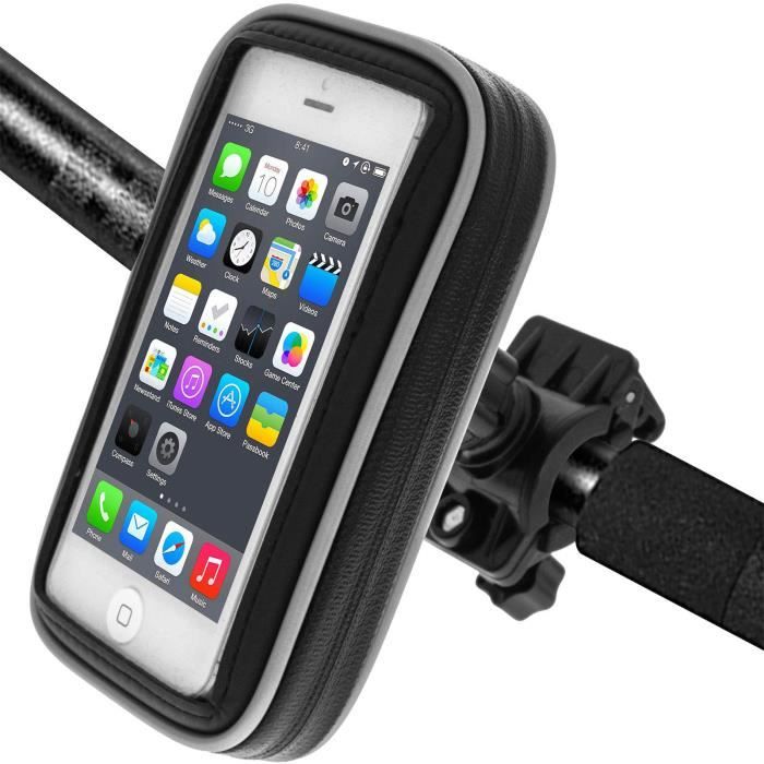 Support Moto Vélo Etui Etanche pour Smartphone - Noir