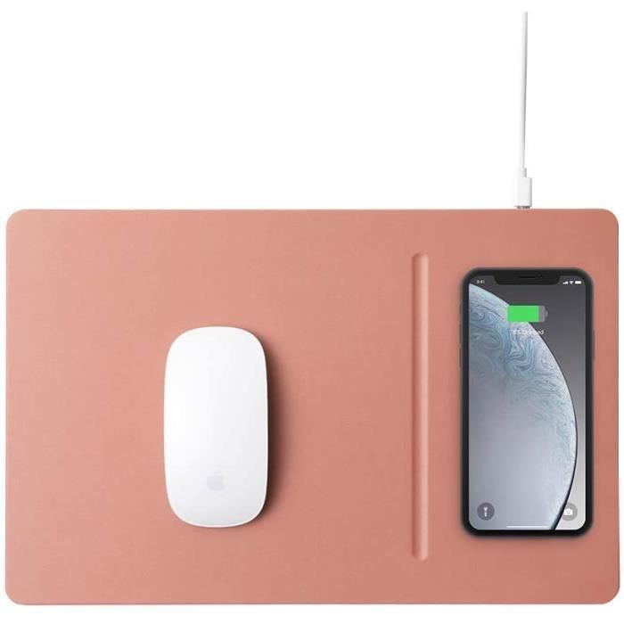 POUT HANDS3 PRO Tapis de souris 2en1 à chargement rapide sans fil, chargeur téléphone sans fil (Wireless charging), Rose
