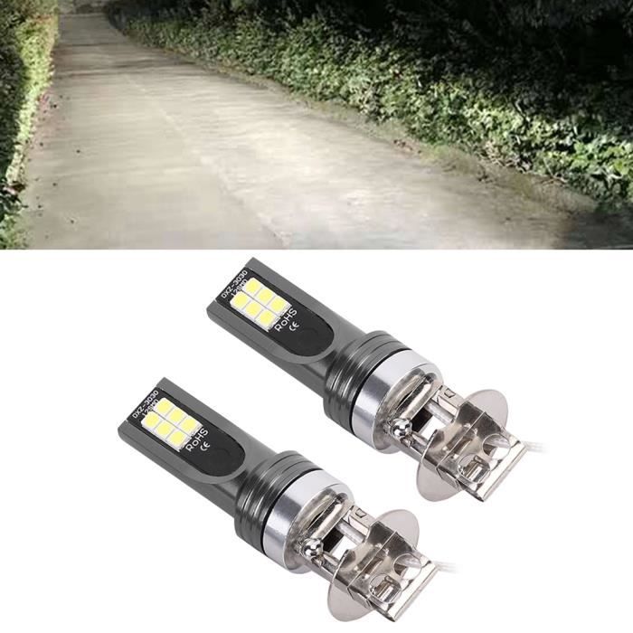 Phares à LED, dissipation thermique puissante Dc12V-24V 2525 phares de voiture 12LED, ampoule de phare H3 DC12V-24V blanc