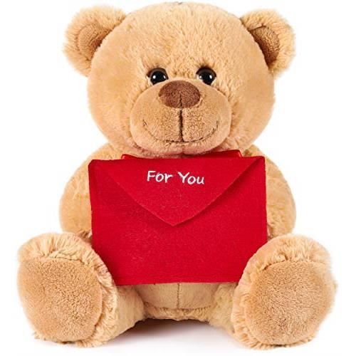 BRUBAKER Peluche Ours - Nounours - 25 cm - Brun - Cœur en Peluche 'For You' Inclus