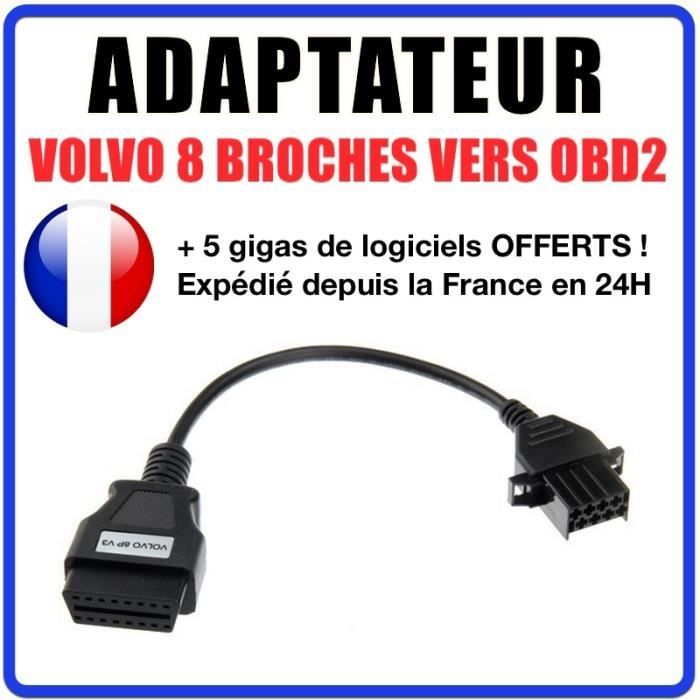 ADAPTATEUR 8 BROCHES VERS OBD2 VOLVO COMPATIBLE MULTIDIAG