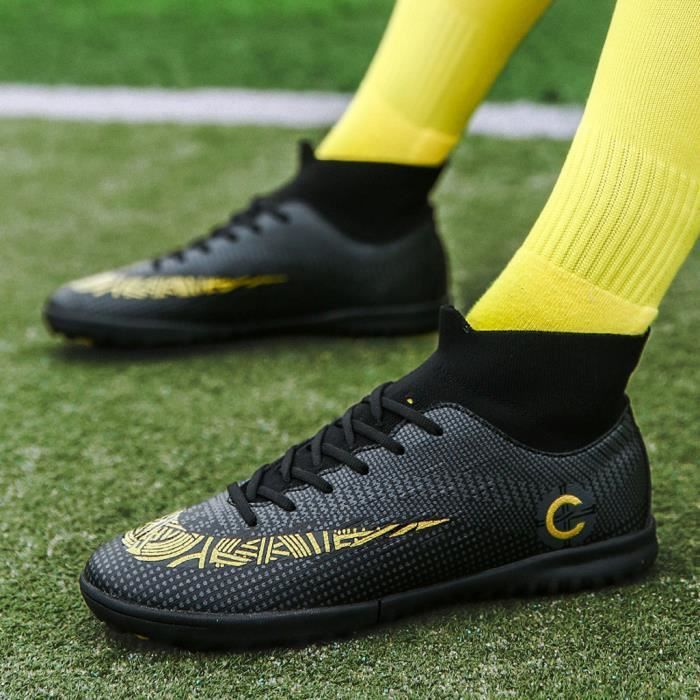 Chaussures de football pour hommes Chaussures de football avec chaussures hautes pour le sport Noir