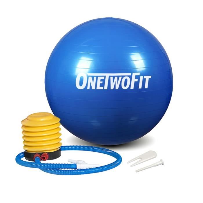 OneTwoFit 65cm Ballon de Yoga Ballon d' Exercice d'Équilibre pour Gym Pilate Exercice d'Abdominaux (Bleu) OT090