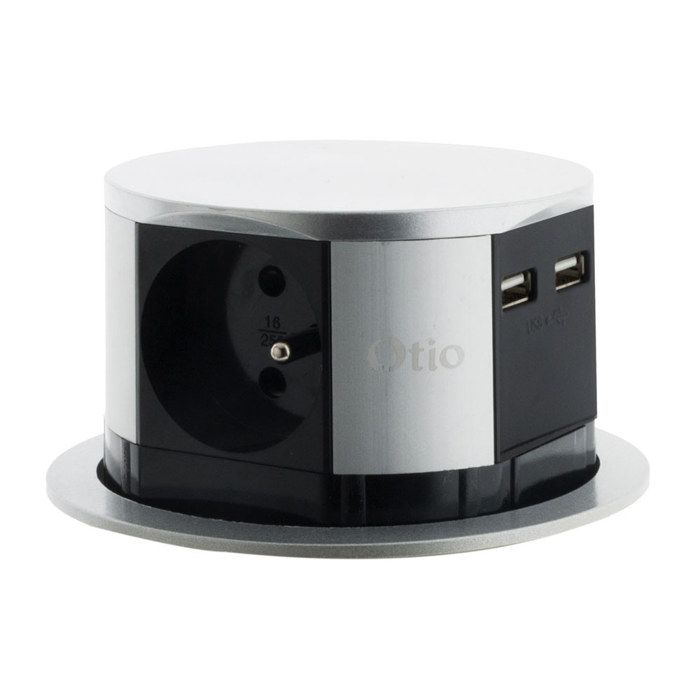 OTIO Bloc multiprise encastrable compact 3 prises 16A 2P+T et 2x USB